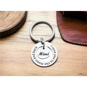 Mimi I Love You To The Moon and Back Keychain  |  Mimi Heart Gift From Grandson